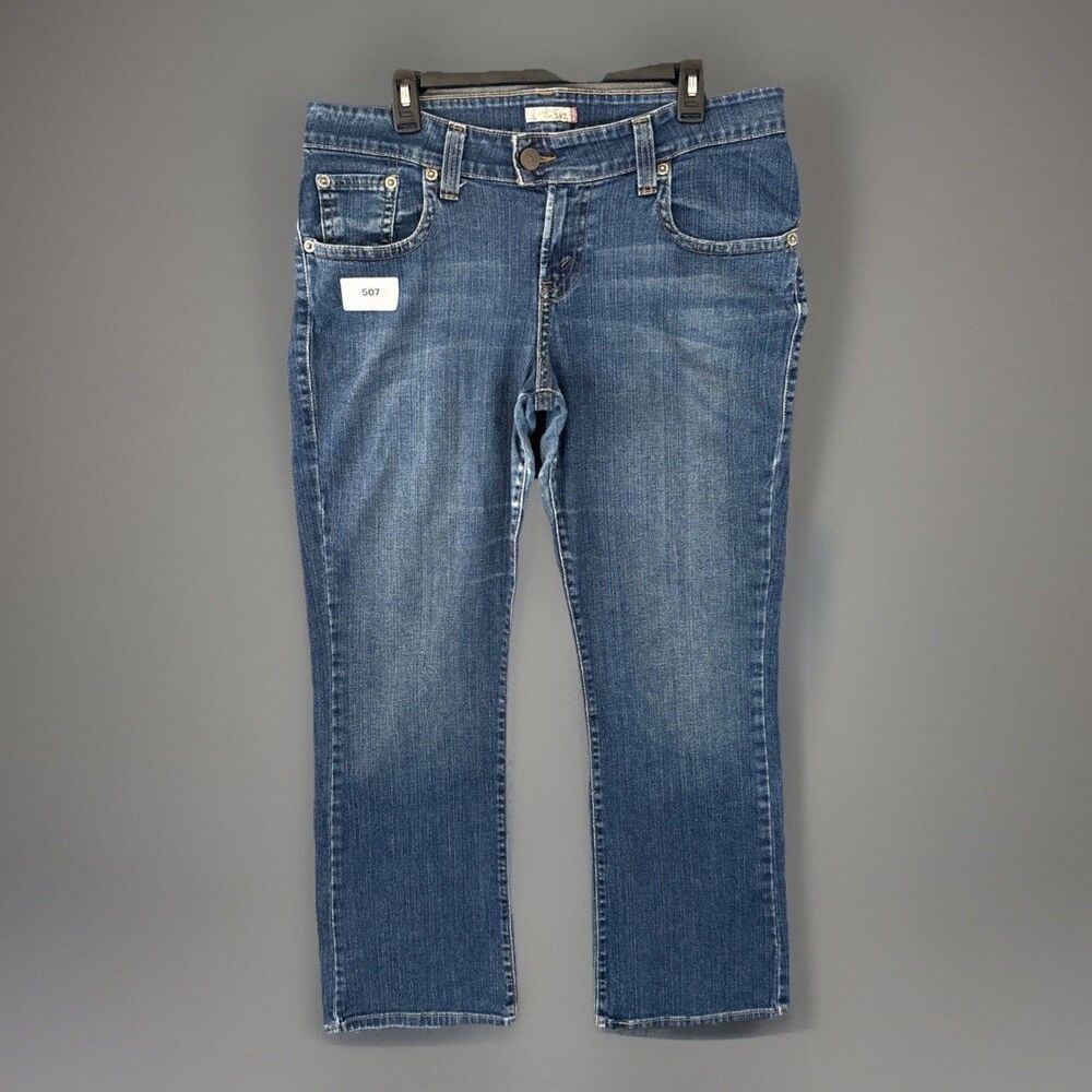 Levi's 542 Low Flare Jeans Women Size 20 Blue Denim Flap Pocket Y2K Stretch
